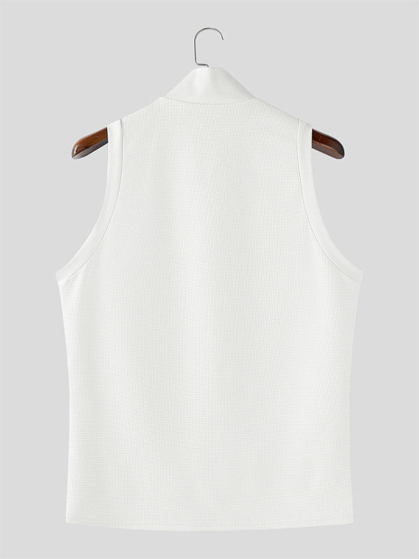 Men's Solid Texture V-Neck Casual Tank SKUL19013