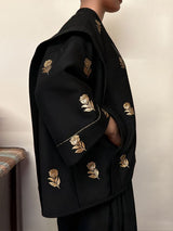 Men's Deconstructed Rose Print Half Sleeve Cardigan SKUL36314