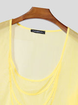 Men's Avant-Garde Multi-Layered Scoop Neck Draped T-shirt SKUL51752