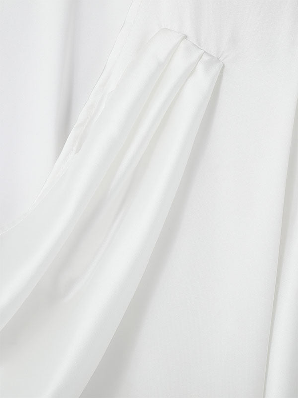 Mens Draped Neck Tie-Detail Long-Sleeve Shirt SKUK88222