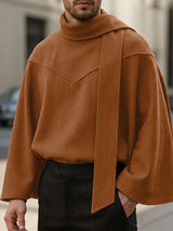 Men's Early Autumn Urban Casual Integrated Attached Scarf Kimono Long Sleeve Scarf Collar Cloak SKUL82408