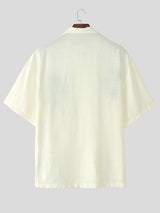 Mens Palm Tree Embroidered Short Sleeve Shirt SKUL14067