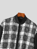 Mens Fringe Jacquard Patchwork Stand Collar Shirt SKUK45294