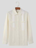 Mens Contrast Patchwork Casual Long Sleeve Shirt SKUK46901