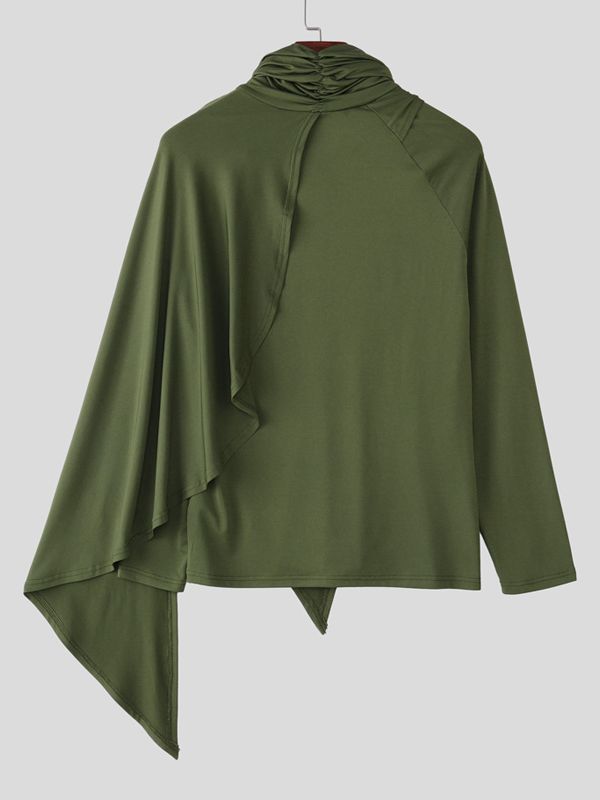 Men's Solid Color Knit Turtleneck Long Sleeve T-Shirt SKUL32883