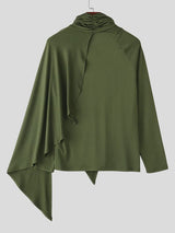 Men's Solid Color Knit Turtleneck Long Sleeve T-Shirt SKUL32883