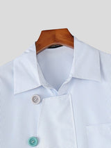 Men's Asymmetrical Striped Patchwork Oversized Colorful Button Shirt SKUL60812
