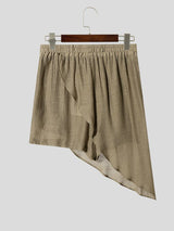 Men's Avant-Garde Deconstructed Asymmetric Drape Overlay Resort Beach Short SKUL71312