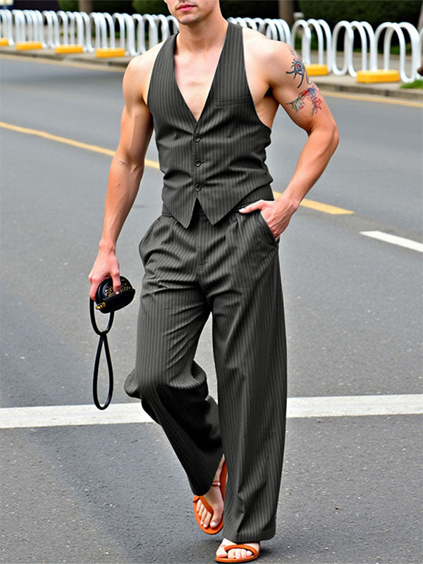 Men's Striped Casual Two Pieces Outfit SKUL22575