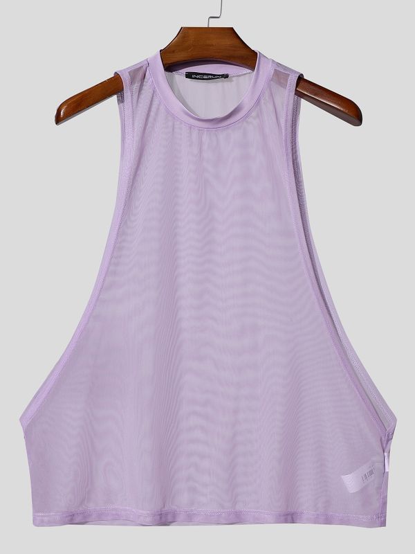 Men's Avant-Garde Sheer Mesh Sideless Extreme Drop Armhole Tank SKUL57085