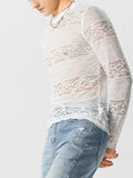 Mens Lace Jacquard Long Sleeve T-Shirt SKUK23431