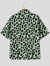 Men's Wild Retro Palette All-Over Leopard Print Short Sleeve Shirt SKUL72787
