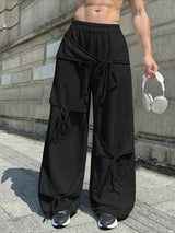 Men's Deconstructed Drawstring Cross Design Casual Pant SKUL36335