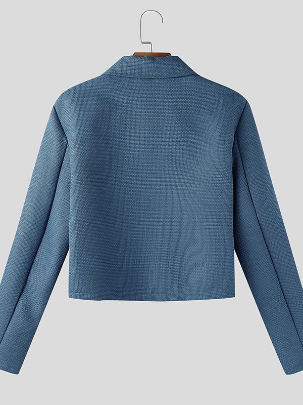 Men's Solid Color Cropped Casual Jacket SKUL35214