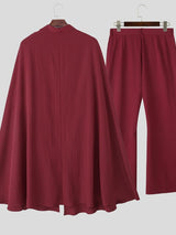 Men's Cape Patchwork Solid Color Two Pieces Outfit SKUL36485
