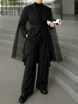 Men's Chiffon Sheer Flap Patchwork Two Pieces Outfit SKUL36616