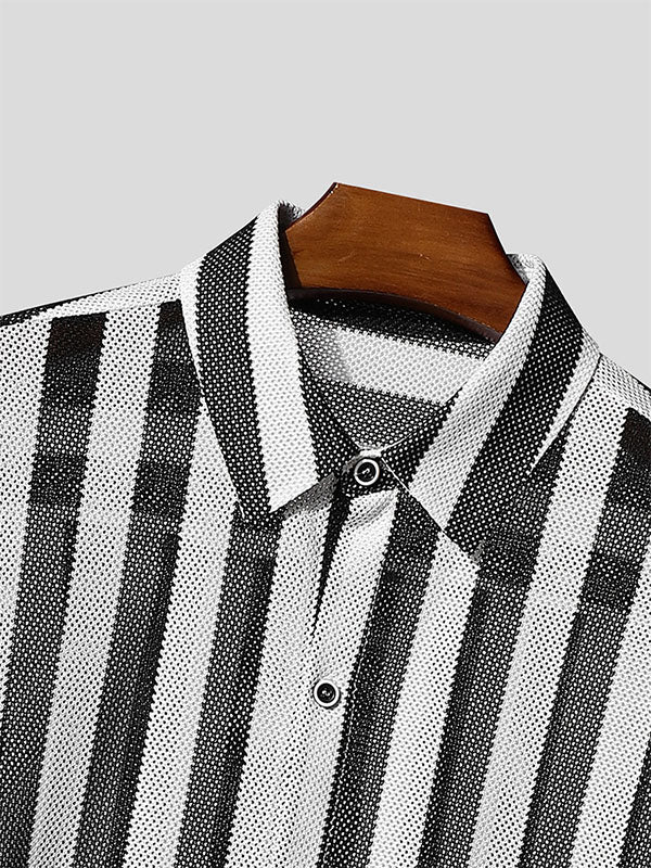 Men's Striped Textured Long Sleeve Shirt SKUL32789