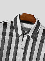 Men's Striped Textured Long Sleeve Shirt SKUL32789