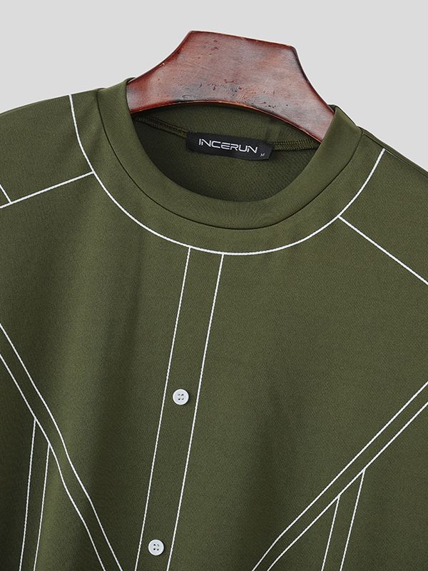 Men's Deconstructed Contrast Line Half Sleeve Shirt SKUL40108