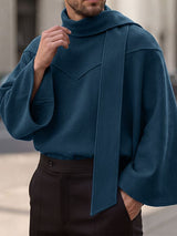 Men's Early Autumn Urban Casual Integrated Attached Scarf Kimono Long Sleeve Scarf Collar Cloak SKUL82408