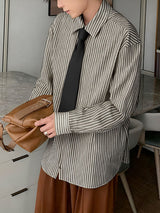 Men's Stripe Tie Long Sleeve Shirt SKUL30528