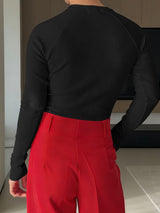 Men's Solid Color Textured Long Sleeve T-shirt SKUL45408