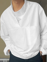 Men's Solid Color Stand Collar Long Sleeve Shirt SKUL51942