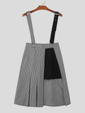 Mens Plaid Pleated Irregular Patchwork Overall Skirt SKUK47062
