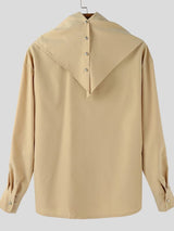 Men's Solid Color Bandana Collar Long Sleeve Shirt SKUL41266