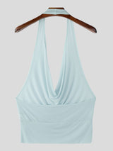 Men's Solid Color Deep V Neck Cropped Tank SKUL54061