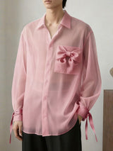 Men's Chiffon Sheer Long Sleeve Shirt SKUL41216