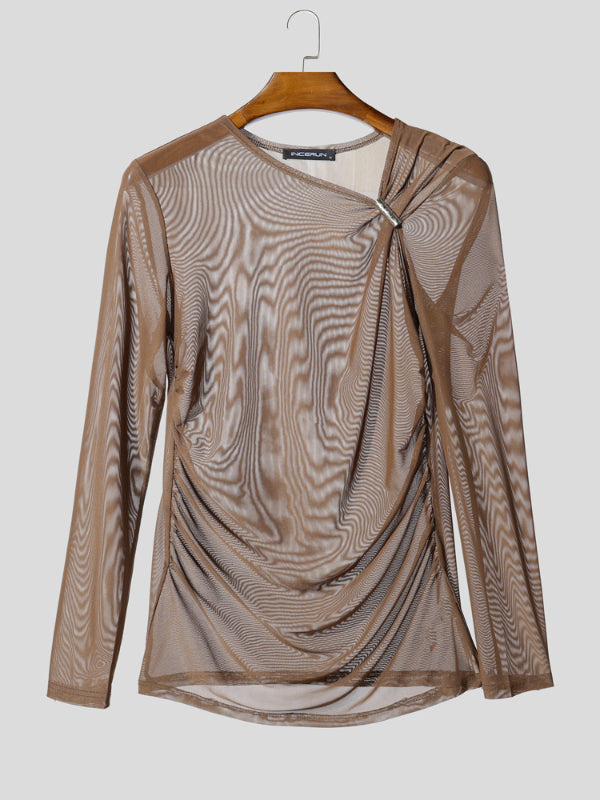 Men's Sheer Mesh Long Sleeve T-Shirt SKUL28377
