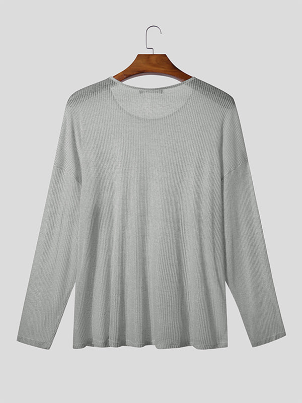Men's Solid Semi-Sheer Long Sleeve T-Shirt SKUL27283