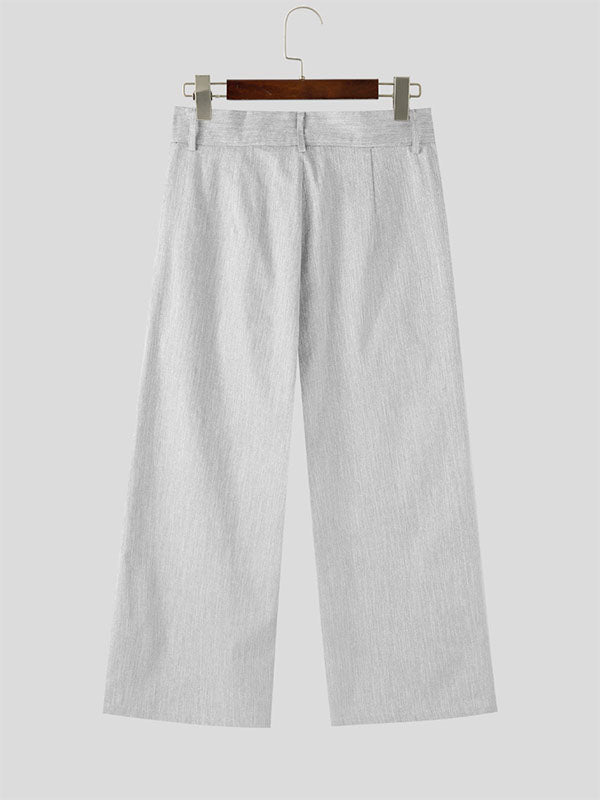 Mens Textured Wide-Leg Loose Casual Pant SKUL15956