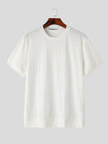 Mens Solid Knit Crew Neck Short Sleeve T-Shirt SKUK53618