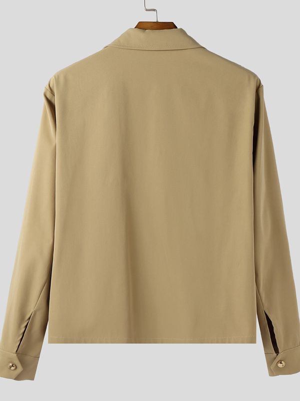 Men's Solid Color Loose Long Sleeve Jacket SKUL42537