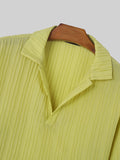 Mens Solid Texture Long Sleeve Golf Shirt SKUK49409