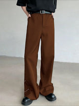 Men's Metal Chain Detail Loose Wide Leg Straight Long Pant SKUL53195