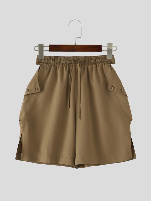 Men's Avant-Garde Side Cutout Snap Button Drawstring Short SKUL70404