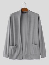 Men's Early Autumn Solid Open Front Knit Cardigan SKUL79228