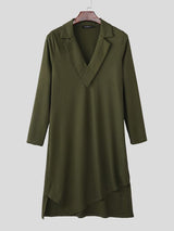 Men's Long Hem Loose Draped Neck Long Sleeve T-shirt SKUL45290