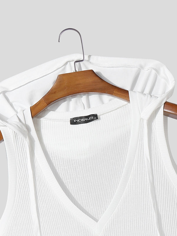 Men's Knit Textured Hooded T-Shirt SKUL28174