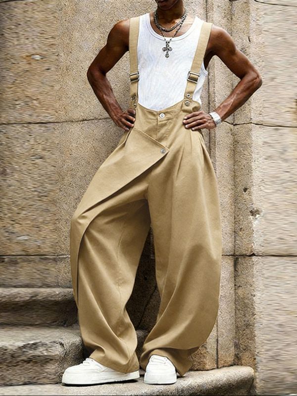 Men's Solid Color Deconstructed Metal Decor Jumpsuit SKUL51832