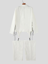 Men's Lace Up Patchwork Detachable Pant Legs Two Pieces Outfit SKUL38597