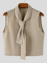 Men's Solid Color Knot Cropped Waistcoat SKUL45057