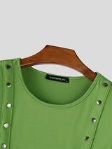 Men's Metal Buckle Patchwork Cropped Casual Tank SKUL22735