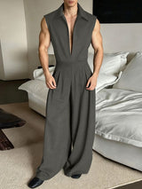 Men's Solid Color Half Placket Lapel Two Pieces Outfit SKUL39769