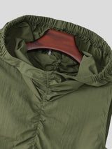 Men's Cyberpunk Techwear Cut-Out Shoulder Ultra-Cropped Ruched Hoodie T-shirt SKUL75398