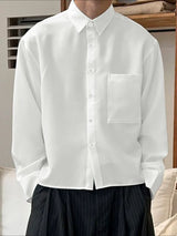 Men's Solid Color Pocket Long Sleeve Shirt SKUL43860