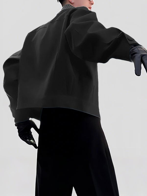 Men's Striped Lapel Cropped Long Sleeve Jacket SKUL37255